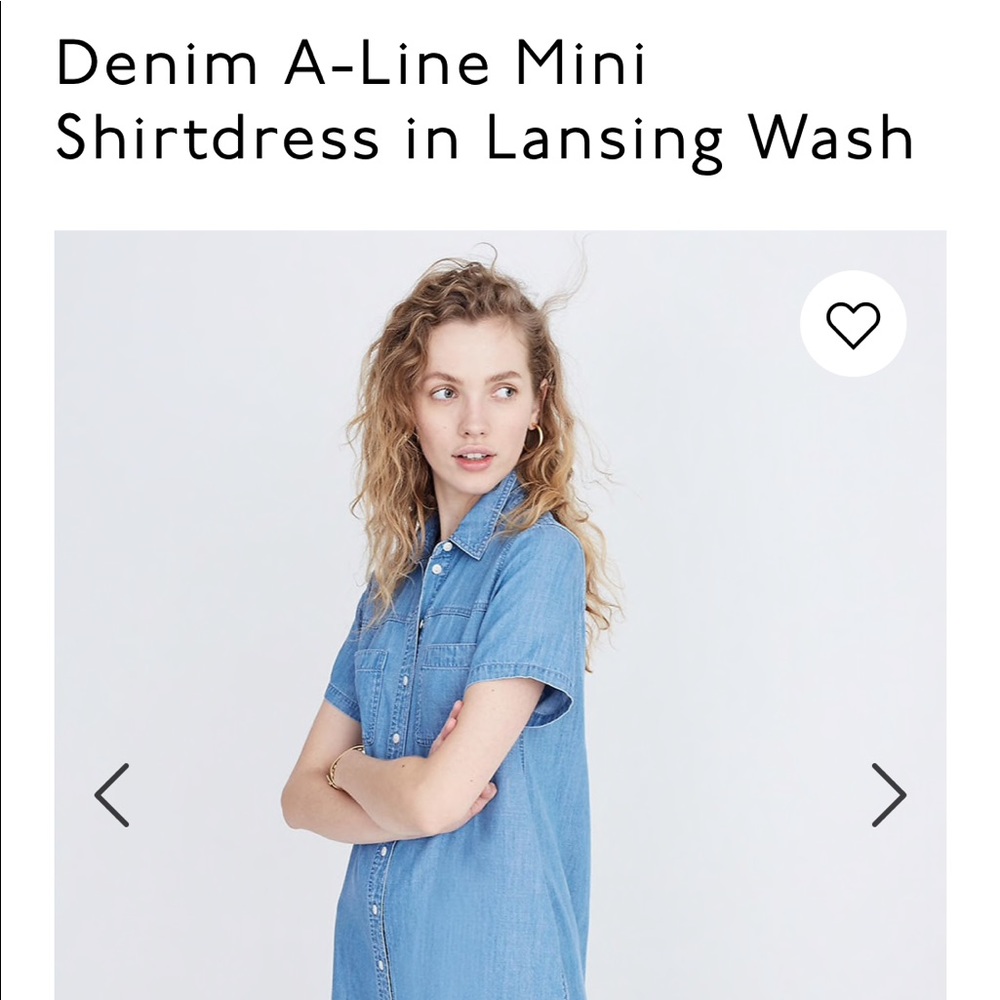 NWT Madewell Denim A Line Mini Shirtdress xs